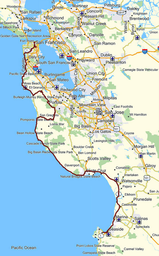 kalifornia térkép Kalifornia 2010. 13 – San Frisco – Monterey | motorostura.hu kalifornia térkép